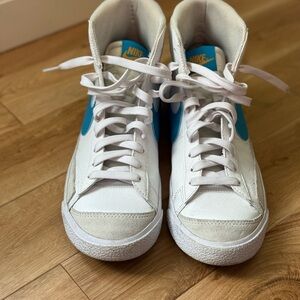 Nike Blazer High-Top Sneakers - White and Blue Accents